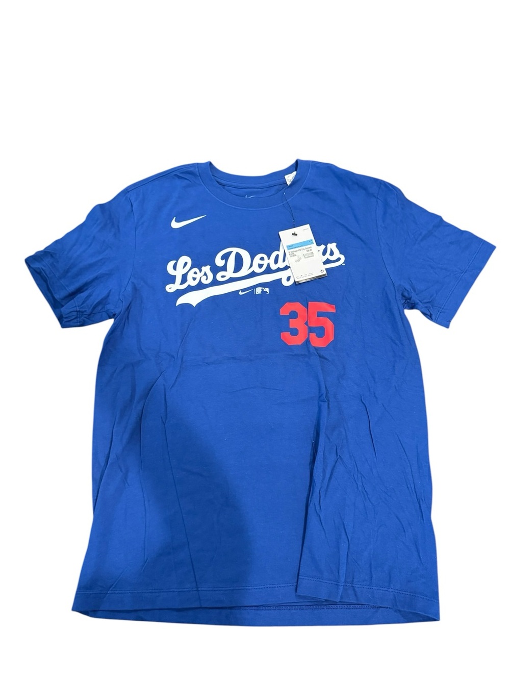 Nike White and Light Blue Hang Tag with Dodgers Info